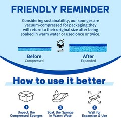 12 Count Non-Scratch Dish Sponges Kitchen, Long Lasting Cleaning Sponges for
