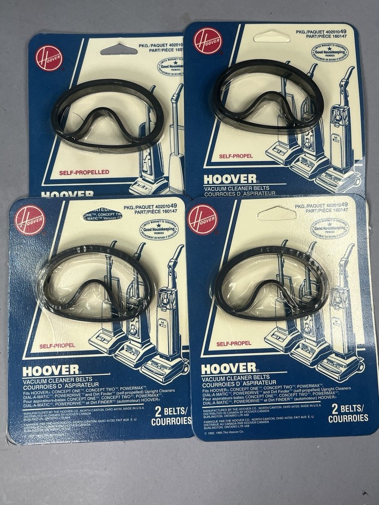 Hoover PowerDrive Replacement Belts 40201049 160147, 4 Pack lot, 8 Belts Total