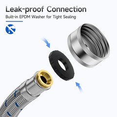 6 FT Washing Machine Hose, Stainless Steel Braided Washer Hose Supply Line