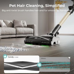 CANDY Cordless Stick Vacuum Cleaner, 650W/320AW Powerful Black & Gold
