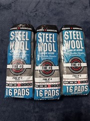 Homax Steel Wool, Fine Grade #0 – 3 packs / 16 pads Rhodes American