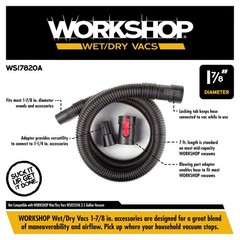 WORKSHOP Wet/Dry Vacs Shop Vacuum Accessories 1.875 inches x 84 inches, Black