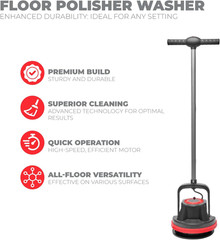 10″ Heavy Duty Floor Polisher with 39ft Cord – Efficient Cleaning Machine