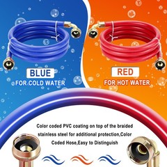 6 FT Washing Machine Hoses with 90 Degree Elbows 6FT-90 Degree, Blue