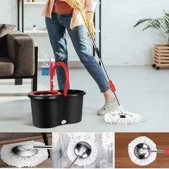 Mop Bucket with Side-Press , Drain, Comfort Handle, includes 3 replacement heads