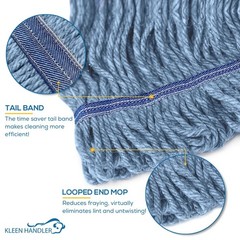 KLEEN HANDLER HEAVY DUTY Commercial Mop Head Replacement, Wet Industrial Blue…