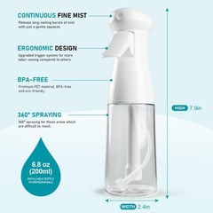 Bealee Spray Bottle For Hair, Continuous Mister Empty Black & White, 2 Pack