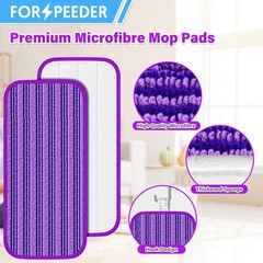6 Pack Reusable Mop Pads for Swiffer WetJet Spray Mop, Wet Refill Purple