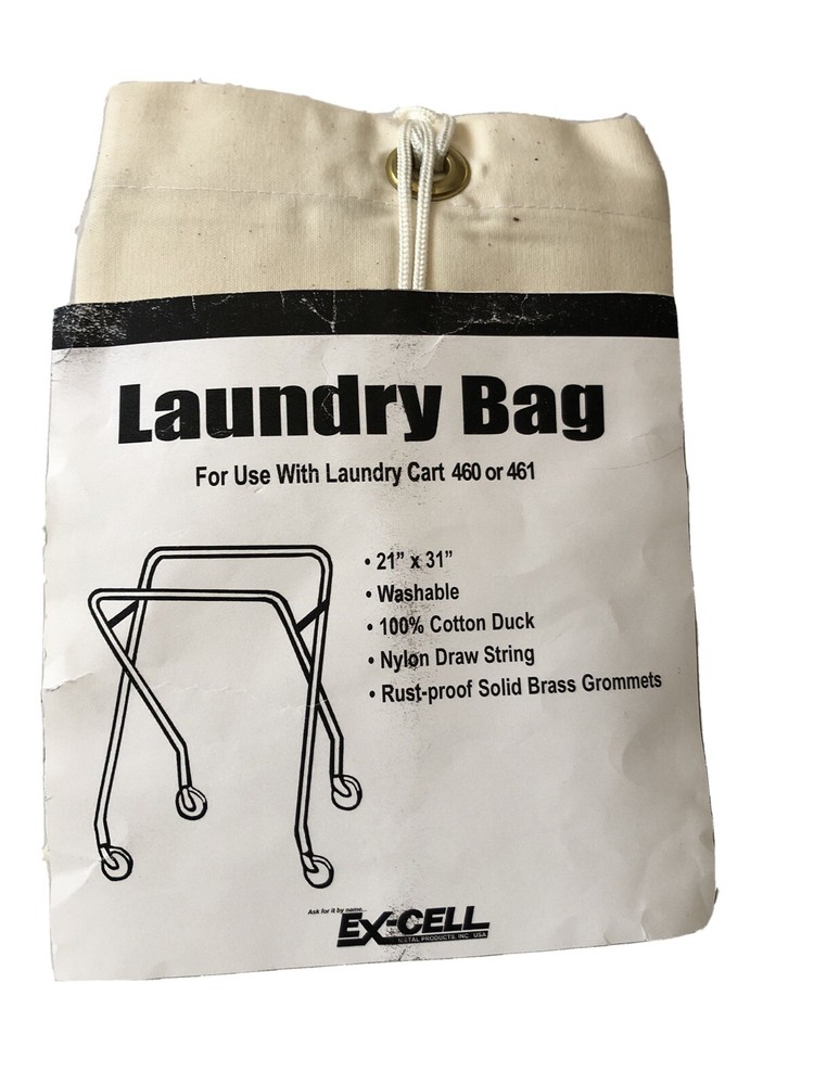 Ex-Cell 100% Cotton Duck Laundry Bag For Cart 460 or 461: 21”x31” NEW