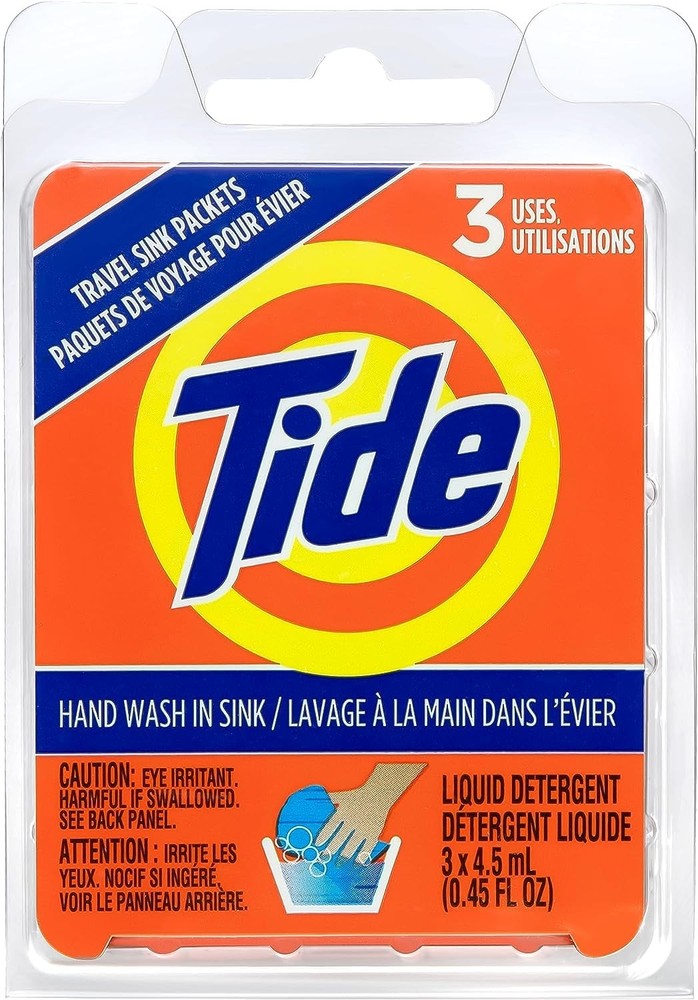 Tide Liquid Travel Sink Packets, 3-Count 0.45 Fl Oz (Pack of 1)
