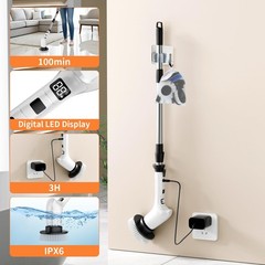 White Cordless Electric Spin Scrubber Bathroom Shower Cleaning Brush