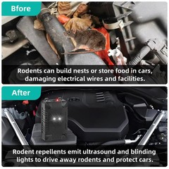 2 Pcs Under Hood Rodent Repeller with Strobe Light 2 Count (Pack of 1), Black
