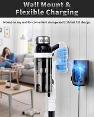 Nuyupo Cordless Vacuum Cleaner 2 Batteries 110 Mins Runtime Powerful Stick