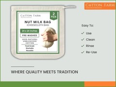 Cotton Farm Nut Milk Bag & Cheese 14 x 14 inch / 2 pieces, Natural Beige