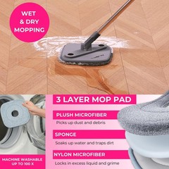 Heavy Duty Square Spin Mop for Floor Cleaning, Separate Compartment for Clean…