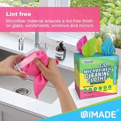UNIMADE Microfiber Cleaning Cloth, 120 120 Pack, Pink & Yellow & Green & Blue