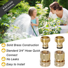 LIKAGE Brass Hose Quick Connect, 3/4 Inch GHT Thread Garden 2 Packs,