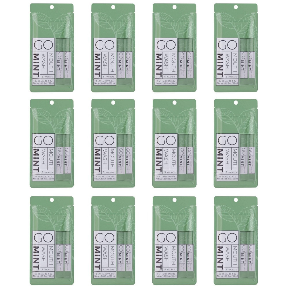 Go Mouthwash GMHMW05 Individual Mouthwash Packets – Mint Flavor (12/Box) New