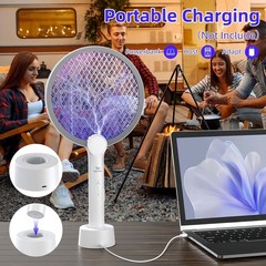 1PACK Electric Fly Swatter Foldable with USB Rechargeable for Indoor Outdoor