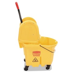 Rubbermaid WaveBrake 35 Qt Yellow Mop Bucket with Down Press Wringer