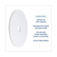 Boardwalk® Standard Polishing Floor Pads, 17 Diameter, White, 5/Carton