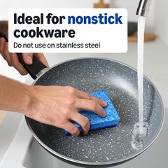 Amazon Basics Non-Scratch Dual-Sided Sponges for Nonstick Pots 6-Pack, Blue