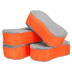 4pcs Microfiber Car Wash Sponge 8.7″x4.3″ Non-Scratch Foam Applicator Orange