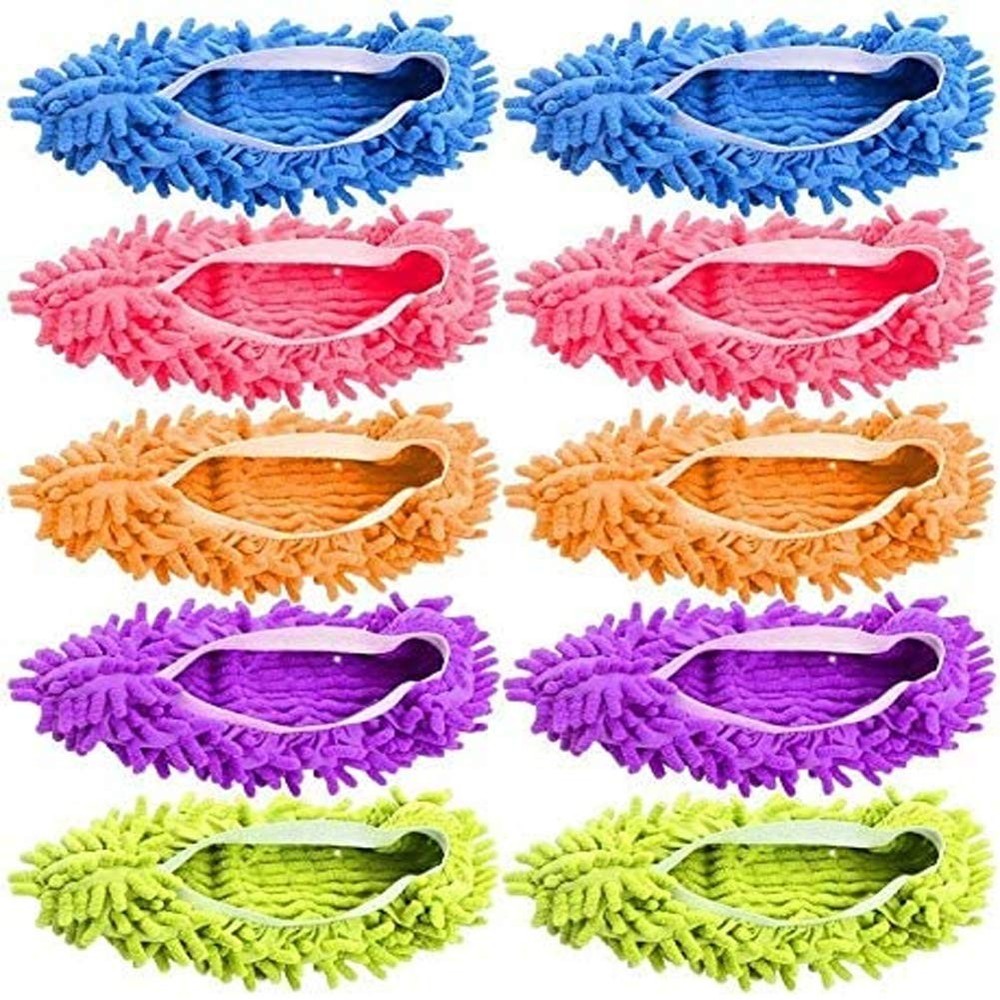 Tamicy Mop Slippers Shoes 5 Pairs average size, Green pink blue orange purple