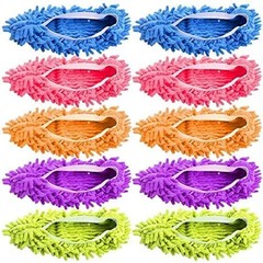 Tamicy Mop Slippers Shoes 5 Pairs average size, Green pink blue orange purple