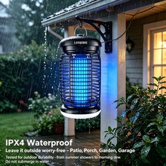 LUOJIBIE Bug Zapper Outdoor, Electric Mosquito Killer Fly Trap with Black