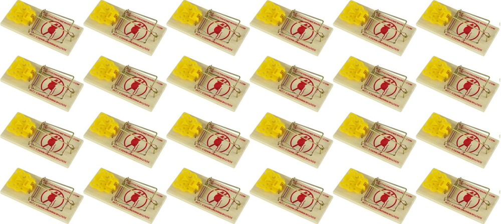 Snap Mouse Traps with Spring Action and Expanded Cheese-Shaped Trigger, Brown
