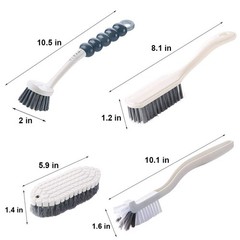 Multi-Purpose Scrub Brush Set – 4 Pack Kitchen Cleaning Brushes with Gray