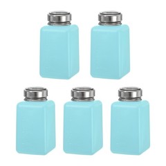 5pcs 6.8 Oz/200ml Alcohol Push Down Pump Dispenser Bottle Press, Blue