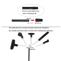 Huiaway 3 Pcs 1.25inch 32mm Vacuum Extension Wand 1 1/4″ 3 Pcs, Black 3