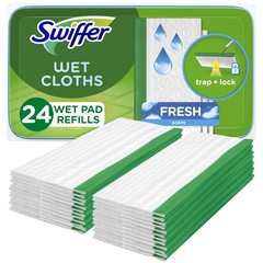 Swiffer Sweep + Mop, Wet Pads Refill, Floor 24 Count (Pack of 1), White