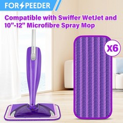 6 Pack Reusable Mop Pads for Swiffer WetJet Spray Mop, Wet Refill Purple