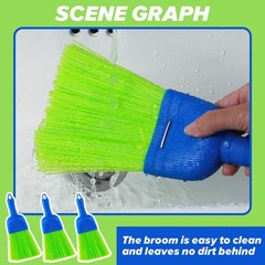 6 Pcs Whisk Broom Poly Fiber Handheld Brush Hand Outdoor Car Blue