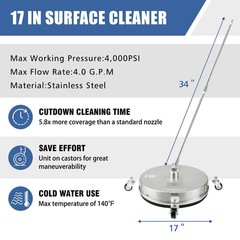 janz 17″ Pressure Washer Surface Cleaner 17 Inch Silvery White, silvery white