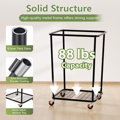 150L Laundry Basket with Wheels, Rolling Laundry Hamper with Cloth Cover, Lau…