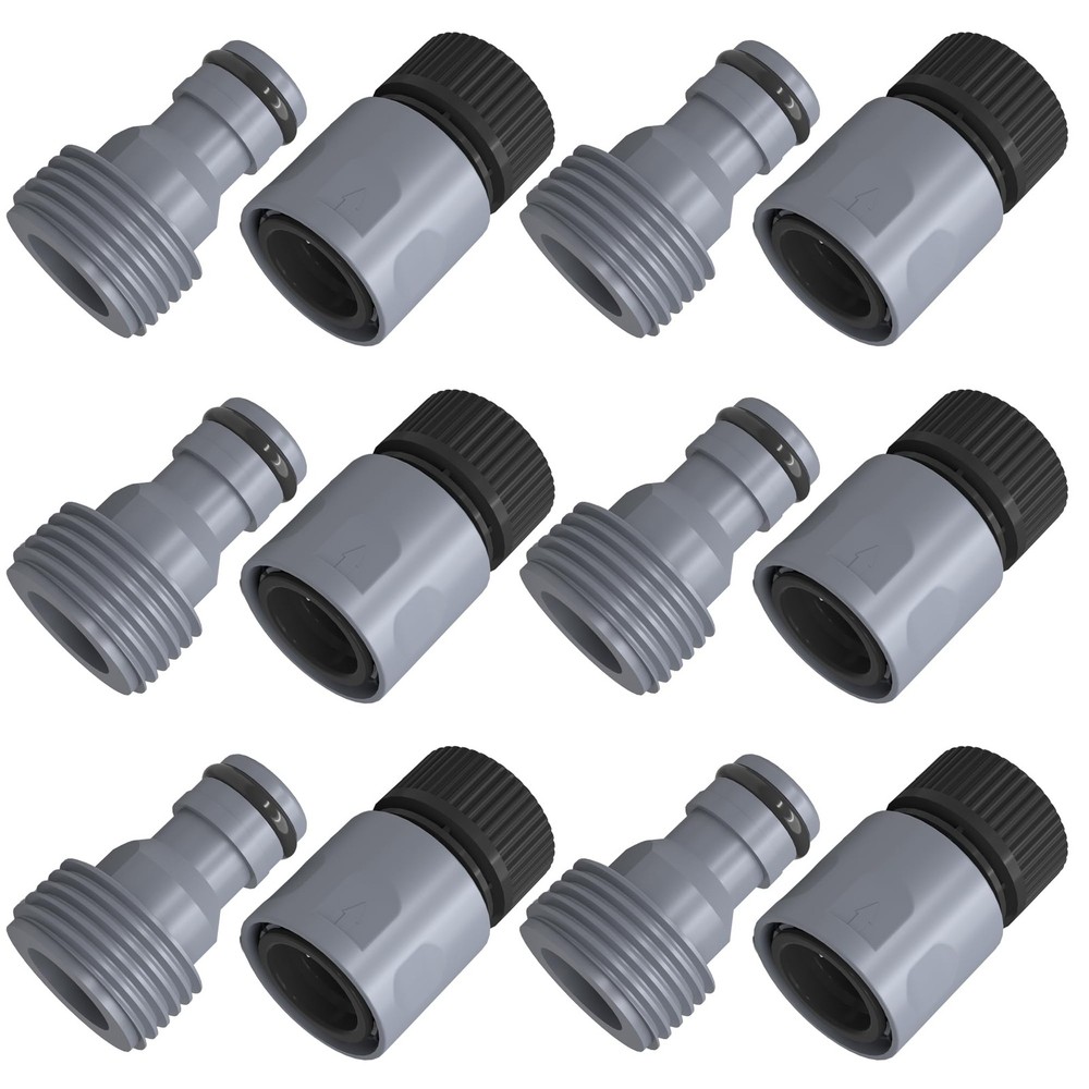 Hourleey Garden Hose Quick Connector 3/4 Inch Plastic Black, Gray