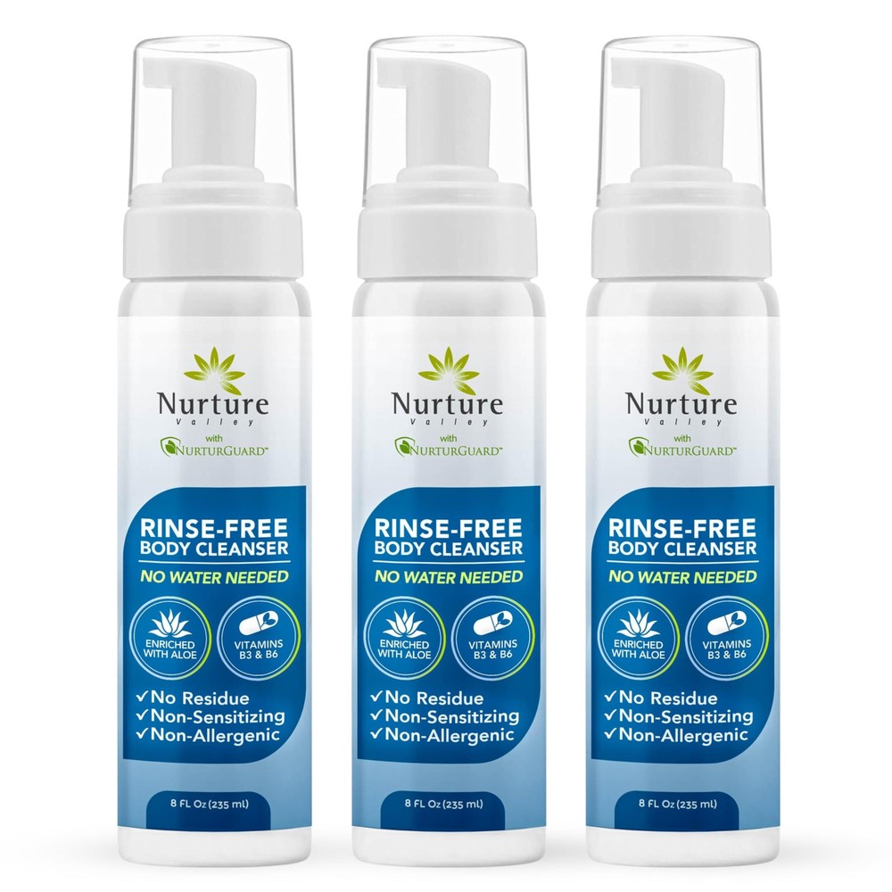 Nurture Rinse Free Waterless Foaming Cleanser for 8 Fl Oz (Pack of 3), red
