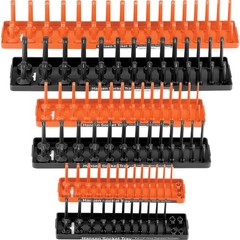 6 Piece Socket Tray Set – 2 Row – 1/4″, 3/8″, 1/2″ – Orange (Metric) Black (SAE)