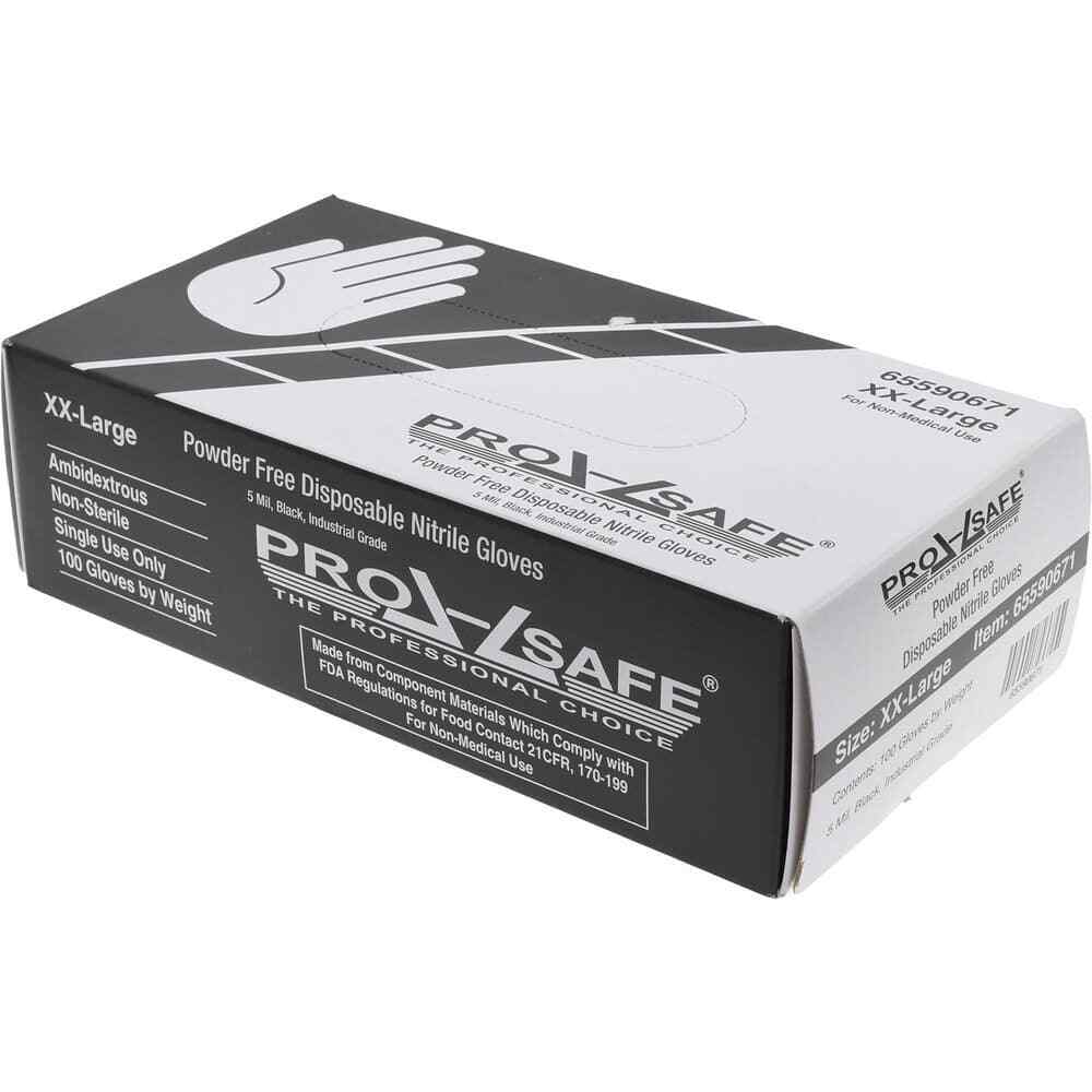 100 Pack PRO-SAFE Disposable Black Nitrile Gloves, 5 mil, Size 2X-Large
