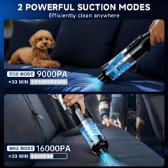 dormzie Handheld Vacuum Cordless, 16000Pa Powerful Suction, Lightweight Black