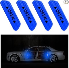 4-Piece Car Door Open Warning Reflective Deals, 3.6×0.9 Inch Anti Color: Blue