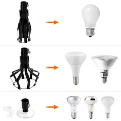 QWORK Professional Light Bulb Changer Kit – 3 Piece Set – 2.25 inches, Black