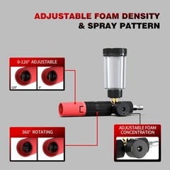 DANCINGBOAR Foam Cannon for Pressure Washer with 1/4” 67.2 cubic inches, Red