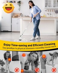 Electric Spin Scrubber for Cleaning Bathroom, Shower 3 Brush Heads, White