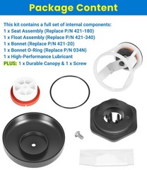 Toolixor RK12-420 Repair Kit Compatible with Zurn Wilkins 1/2″ & Small, Black