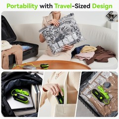 VACKFOX 12 Pack Vacuum Bags Green-12 + USB & TYPE-C Pump, Green